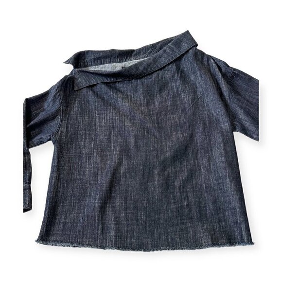 RTA‎ Zaria One-shoulder Denim Blouse In Total Blue, Size XS, - Picture 10 of 16